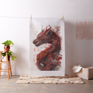 Chinesischer Drache mit traditionellem Rot-Orienta Stoff