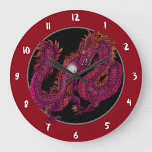 Chinesischer Drache Pearl Große Wanduhr