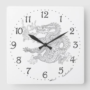 Chinesischer Drache Quadratische Wanduhr