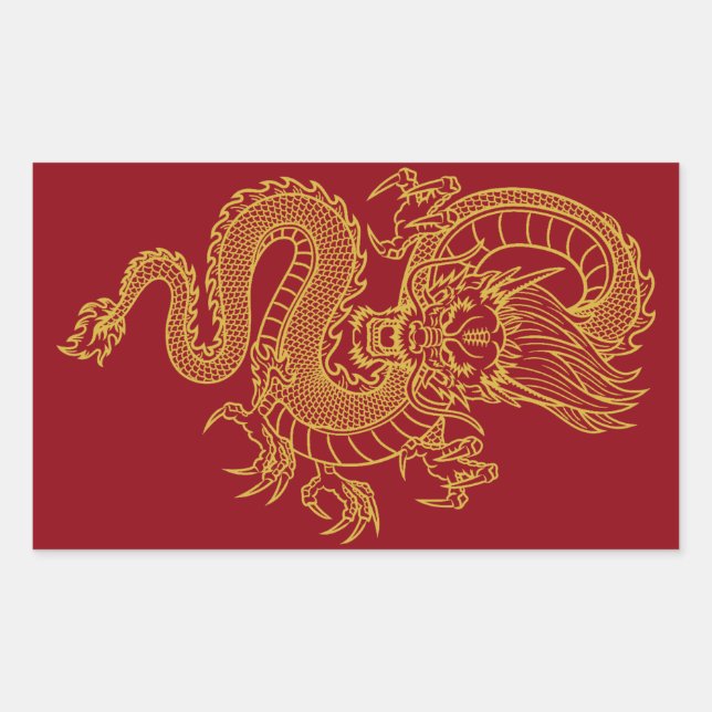 Chinesischer Drache Rechteckiger Aufkleber (Vorderseite)