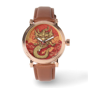 Chinesischer Drache Rose Gold Watch Armbanduhr