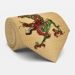 Chinesischer Drache Rot und Grün / 15 Krawatte