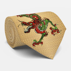 Chinesischer Drache Rot und Grün / 15 Krawatte