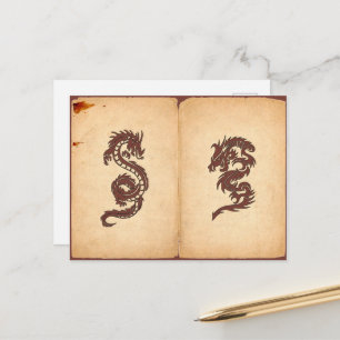 Chinesischer Drache, Roter Drache, Fantasie, Mytho Postkarte