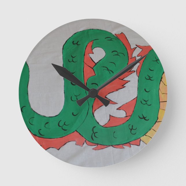Chinesischer Drache Runde Wanduhr (Vorderseite)