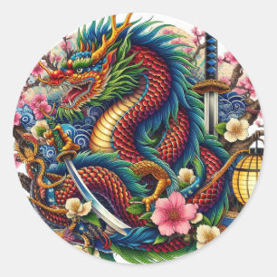 chinesischer Drache Runder Aufkleber
