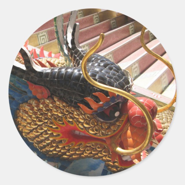 Chinesischer Drache Runder Aufkleber (Vorderseite)