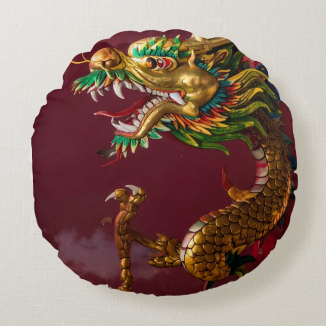 Chinesischer Drache Rundes Kissen (Vorderseite)