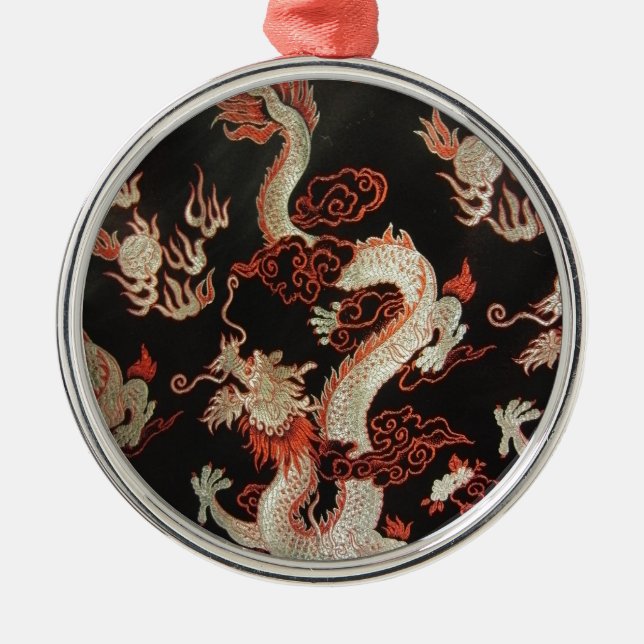Chinesischer Drache Silbernes Ornament (Vorne)