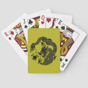 Chinesischer Drache Spielkarte Gold und Schwarz