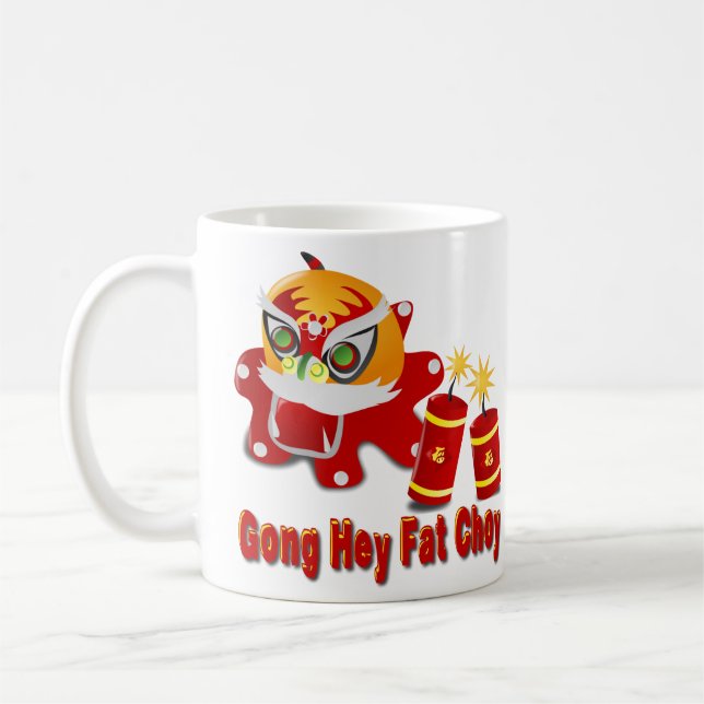 Chinesischer Drache und Feuerwehrleute Kaffeetasse (Links)