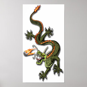 Chinesischer Drache und Perle Poster