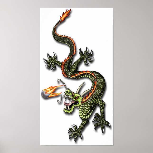 Chinesischer Drache und Perle Poster (Vorne)