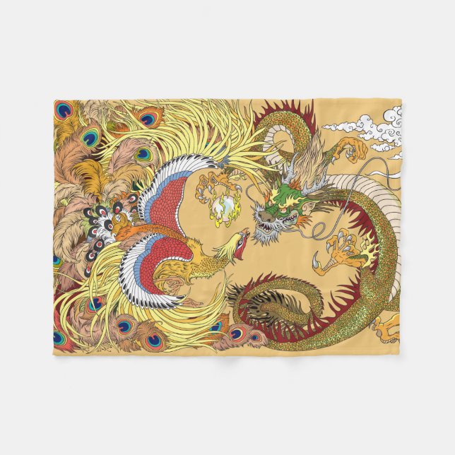Chinesischer Drache und Phoenix Fleecedecke (Vorderseite (Horizontal))