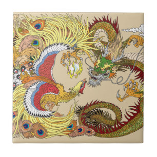 Chinesischer Drache und Phoenix Fliese
