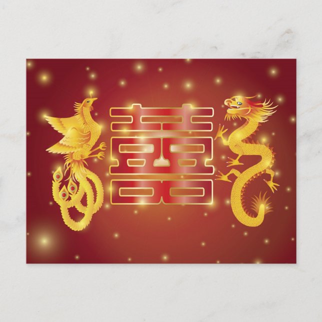 Chinesischer Drache und Phoenix-Postkarte Postkarte (Vorderseite)