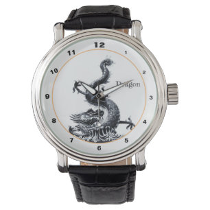 Chinesischer Drache und Zuhause Glücksschützer / D Armbanduhr