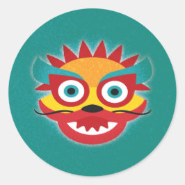 Chinesischer Drache Viel Glück - Neujahr Runder Aufkleber