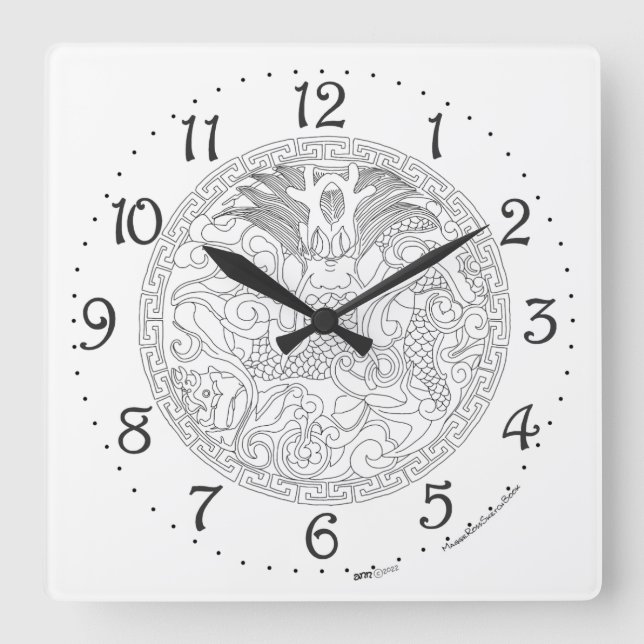 Chinesischer Drache Wanduhr (Vorderseite)
