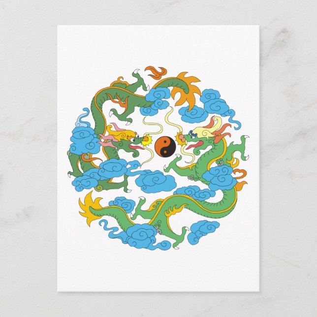 Chinesischer Drache Yin Yang Postkarte (Vorderseite)