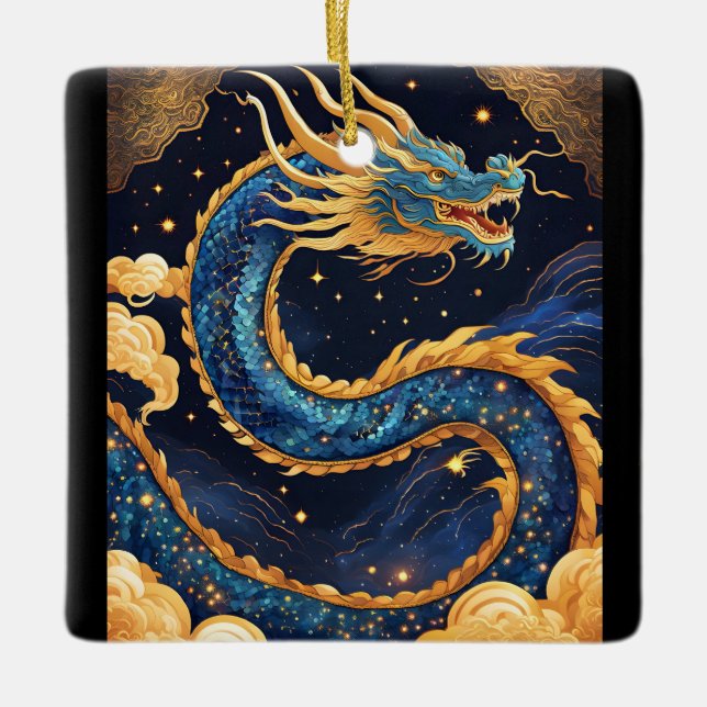 chinesischer Drachen-Schmuck Keramikornament (Vorderseite)