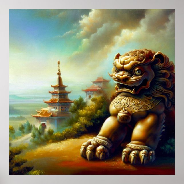 Chinesischer Foo Lion (4) Poster (Vorne)