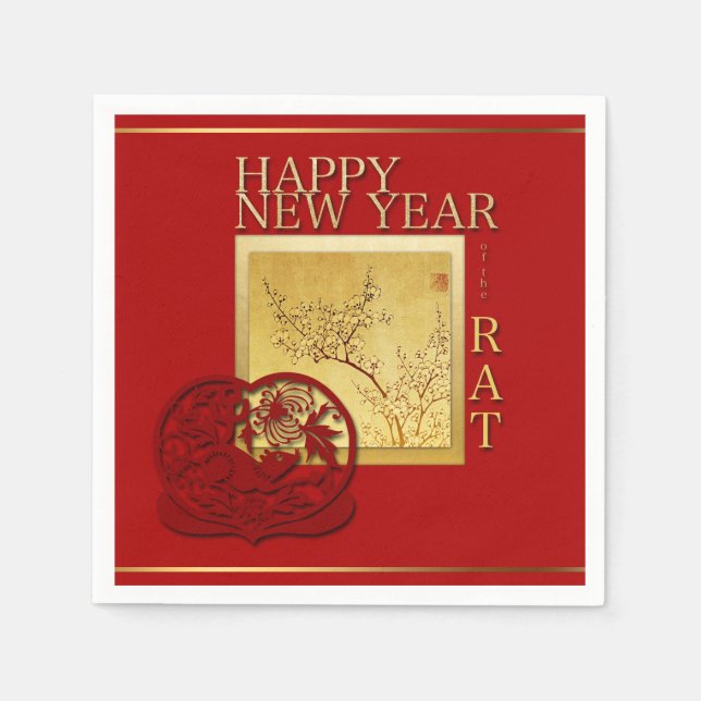 Chinesischer Frühling Jahr 2020 Party Paper Napkin Serviette (Vorderseite)