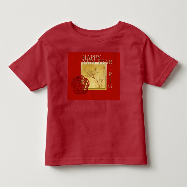 Chinesischer Frühling Neujahr 2019 Rotes Kleinkind T-shirt (Vorderseite)