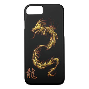 Chinesischer Goldene Drache mit Drachenspiel-Kanji iPhone 8/7 Hülle
