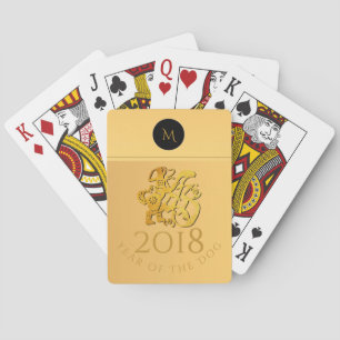 Chinesischer Goldhund Papercut Monogram Playing C Spielkarten