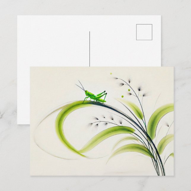 Chinesischer Grasshopper Postkarte (Vorne/Hinten)