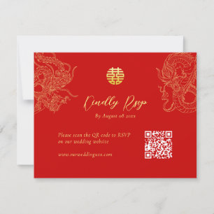 Chinesischer Hochzeitdrache Phönix QR-Code RSVP Karte