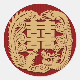 Chinesischer Hochzeitsticker mit doppeltem Glück ( Runder Aufkleber