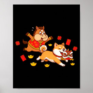 Chinesischer Hund Akita Lustige Kinder Männer Frau Poster