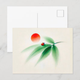 Chinesischer Ink Ladybug auf Bamboo Postkarte