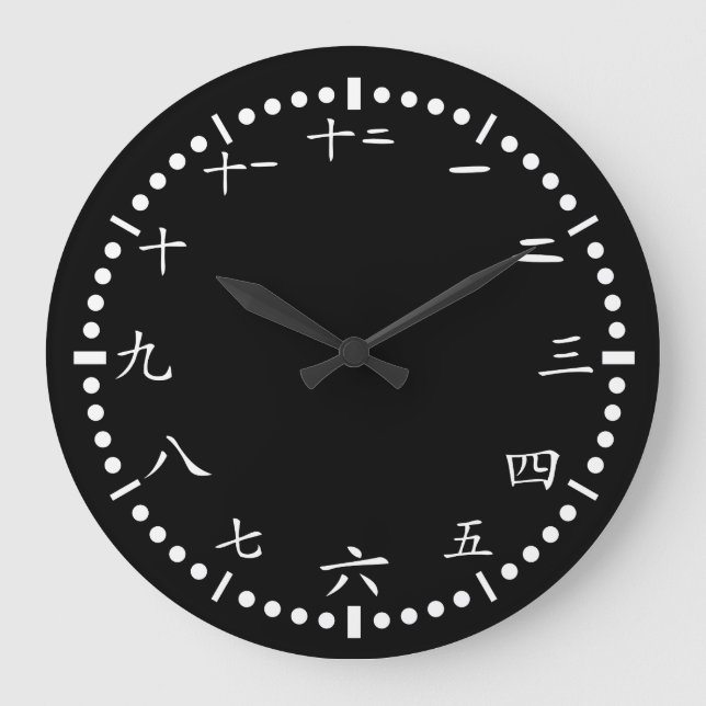 Chinesischer Japaner nummeriert schwarzen Große Wanduhr (Vorderseite)