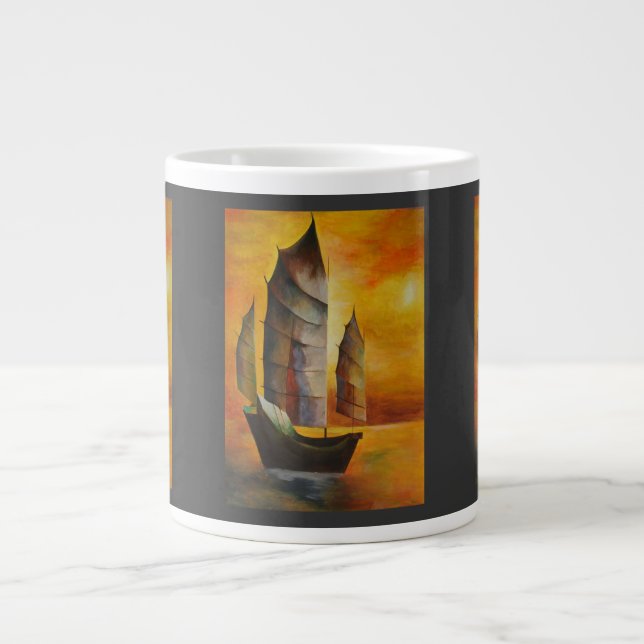 Chinesischer Junk in Ocker und Gelb Jumbo-Tasse (Vorderseite)
