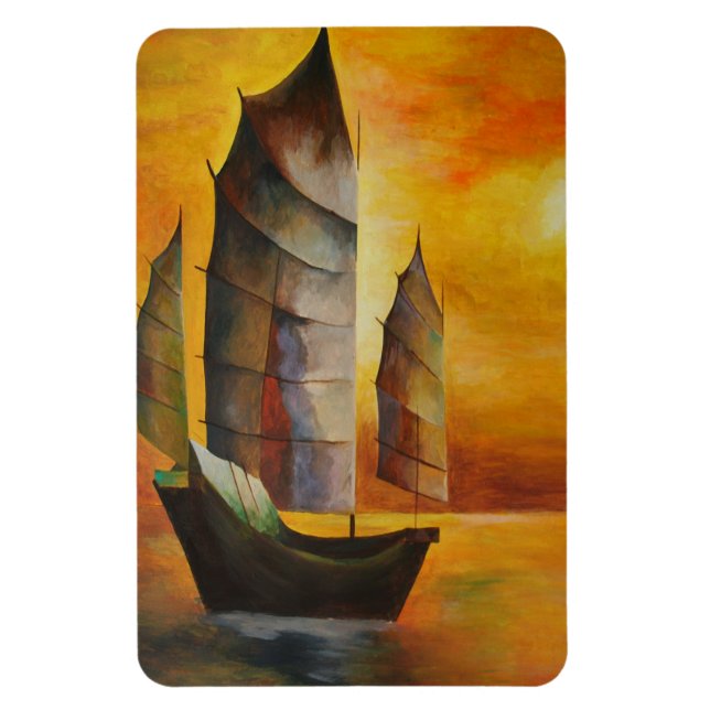 Chinesischer Junk in Ocker und Gelb Magnet (Vertikal)