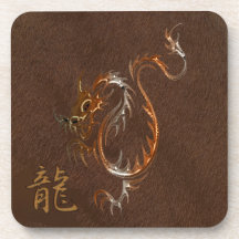 Chinesischer Kupfer-Drache auf Imitat Leder