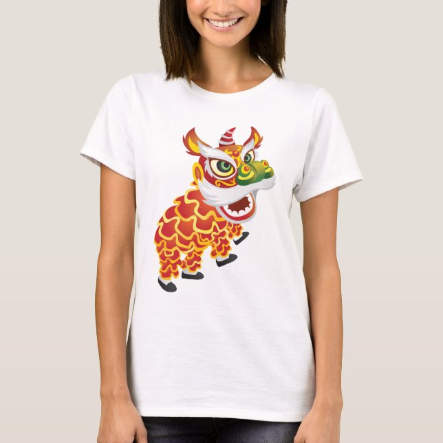 Chinesischer Löwe-Tanz T-Shirt (Vorderseite)
