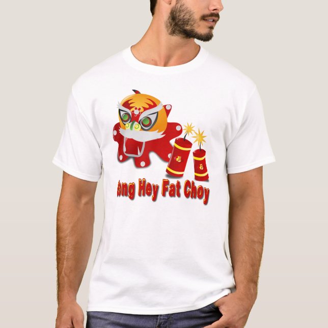Chinesischer Löwe und Feuerwehrleute T-Shirt (Vorderseite)