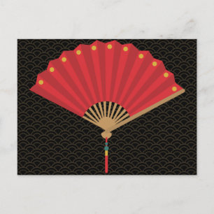 Chinesischer Lüfter - Neues Jahr Postkarte