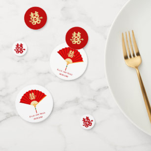 Chinesischer Lüfter und doppeltes Glück Chinesis Konfetti