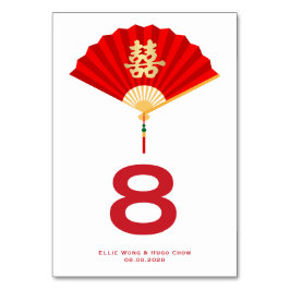 Chinesischer Lüfter und doppeltes Glück | Chinesis Tischnummer