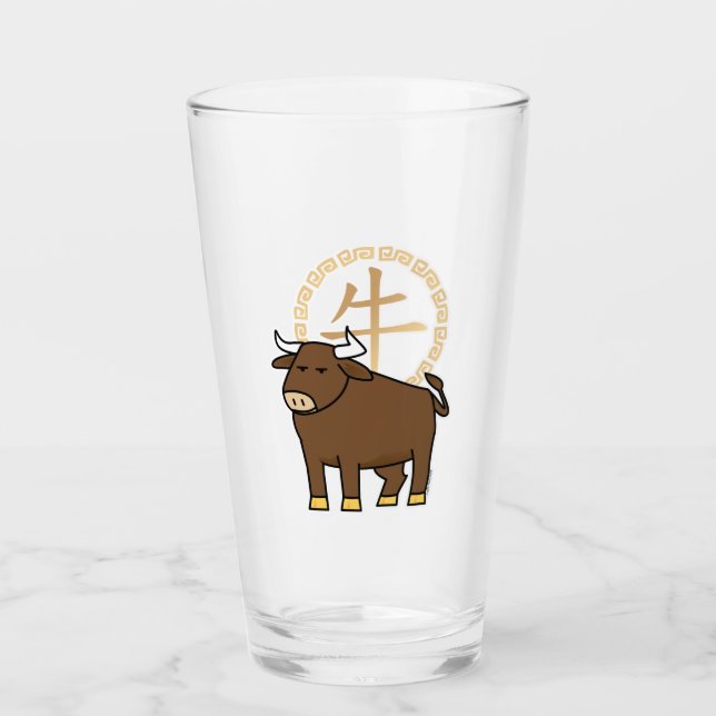 Chinesischer Mondkalender Neujahr Ox Bulle Glück G Glas (Vorderseite)