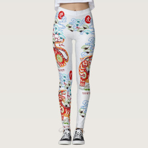 Chinesischer Mondneubauten des Tiger Papercut kühl Leggings