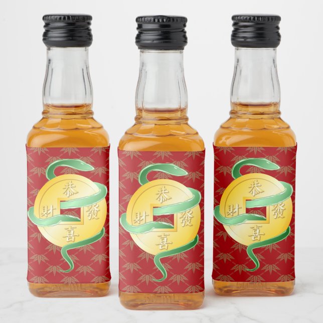 Chinesischer Mondneubauten Snake 2025 Goldmünze Alkoholflaschenetikett (Flaschen)