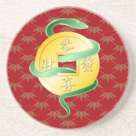 Chinesischer Mondneubauten Snake 2025 Goldmünze Getränkeuntersetzer