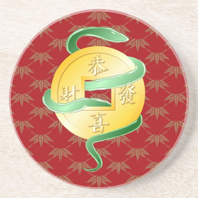Chinesischer Mondneubauten Snake 2025 Goldmünze Getränkeuntersetzer (Vorne)