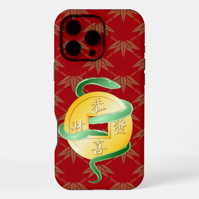 Chinesischer Mondneubauten Snake 2025 Goldmünze iPhone Hülle (Rückseite)